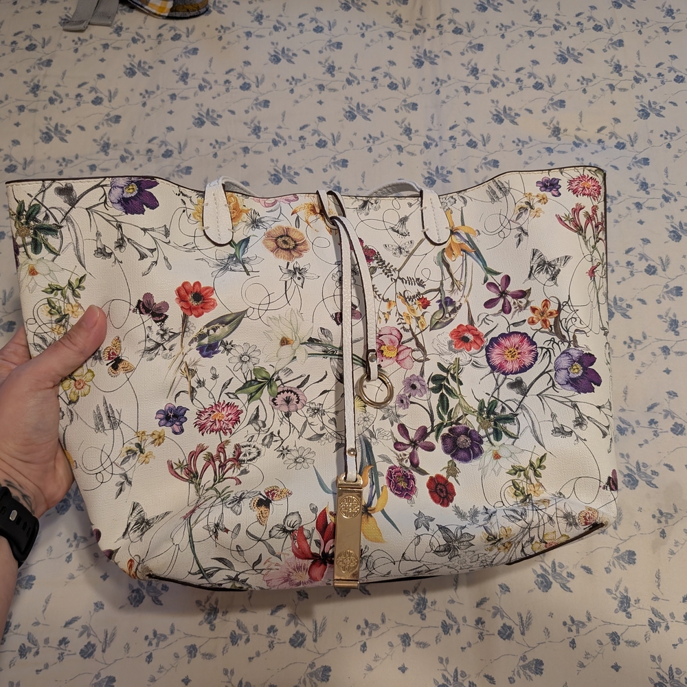 Floral White Tote Bag